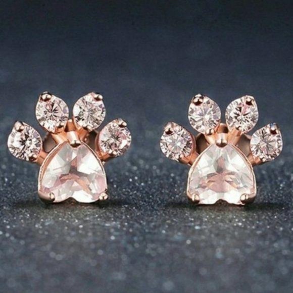 Jewelry - Pink Paw Heart Stud Earrings